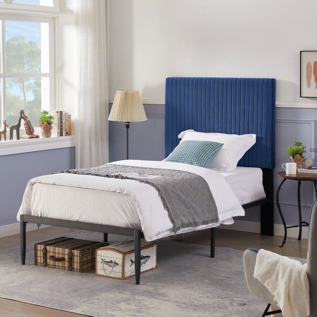 B110 Twin bed Beautiful line stripe cushion headboard  Strong iron frame with high temperature paint