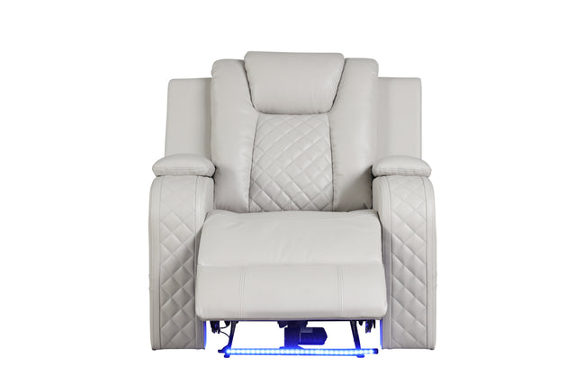 Benz LED & Power Recliner Chair Made With Faux Leather in Ice