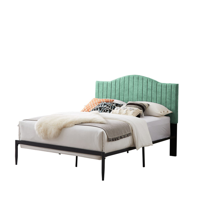 B111 Full bed Beautiful line stripe cushion headboard Strong iron frame with high temperature paint