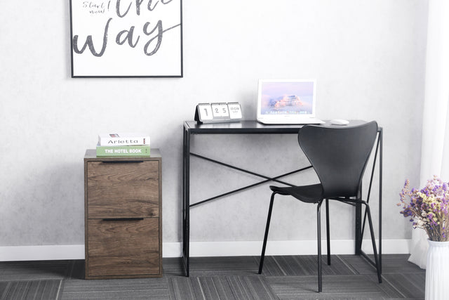 D400mm WOOD FILE CABINET 2 DRAWERS Grey