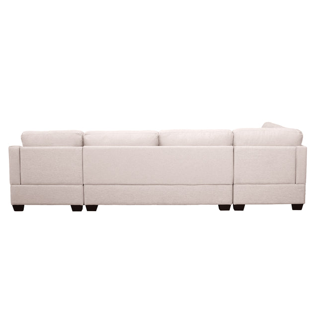 Ustyle Modern Large U-Shape Sectional Sofa, Double Extra Wide Chaise Lounge Couch, Beige