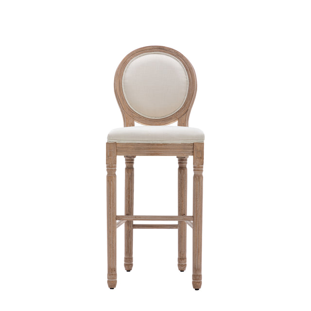 Hengming French Country Wooden Barstools With Upholstered Seating , Beige and Natural ,Set of 2