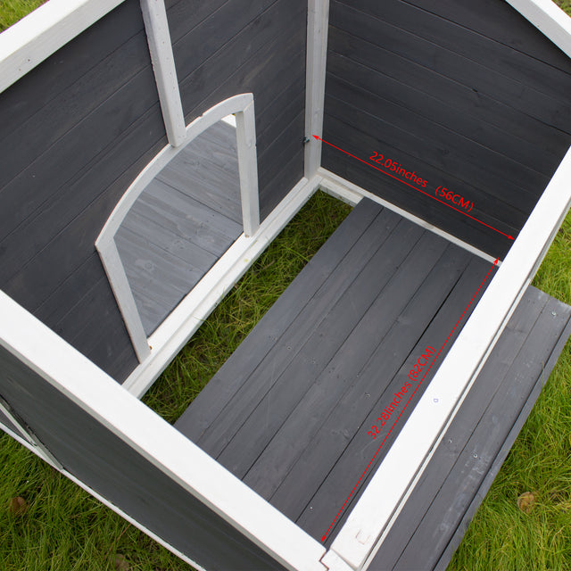 Large Outdoor Wooden Dog House, Waterproof Dog Cage, Windproof and Warm Dog Kennel with Porch Deck