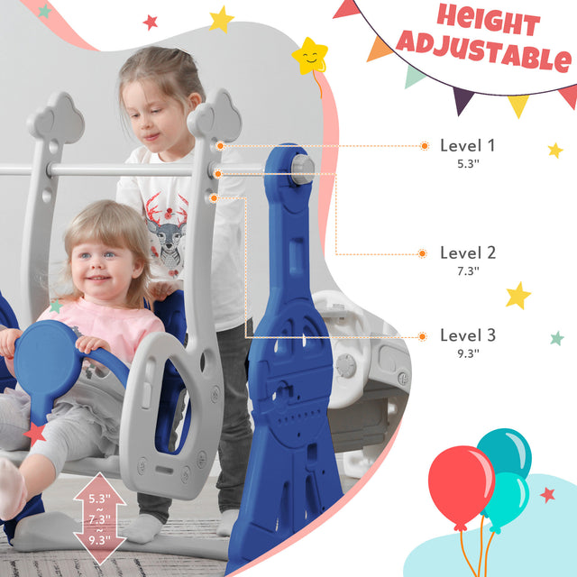 Toddler Slide and Swing Set 3 in 1, Kids Playground Climber Swing Playset with Basketball Hoops Freestanding Combination Indoor & Outdoor