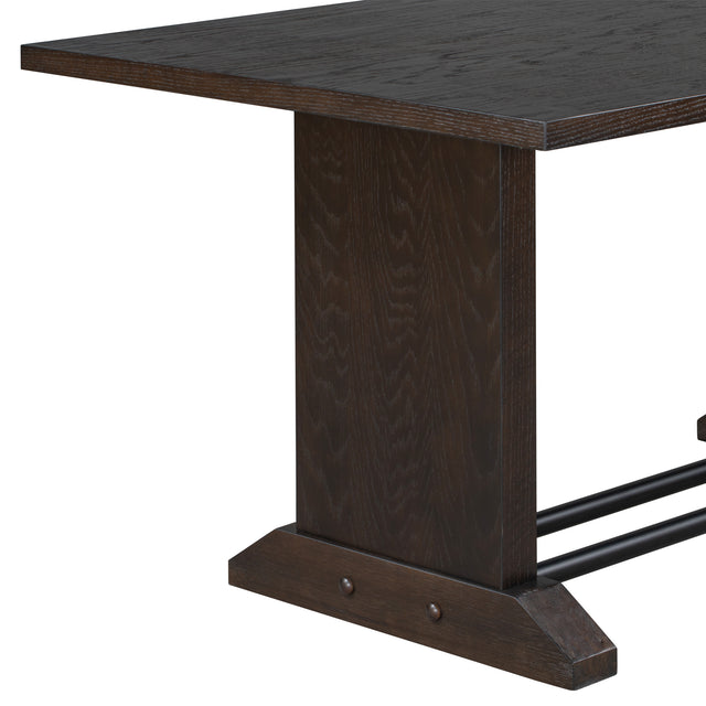 TREXM Farmhouse Wood Dining Table with Iron Pipes for 6 Person for Kitchen Dining Room (Espresso)