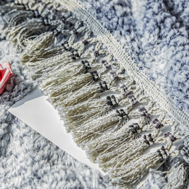 Back Printed Sherpa Throw With Tassels-Blue-50”*60” (2 Pack Set Of 2)