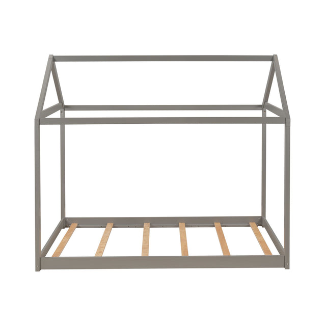 Twin Size Wooden House Bed, Gray(New)