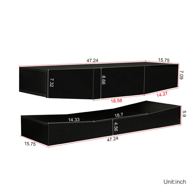 LED TV Stand for 55 inch TV, Modern Entertainment Center with LED Lights, TV & Media Furniture Console for Under TV Living Game Room Bedroom,Black