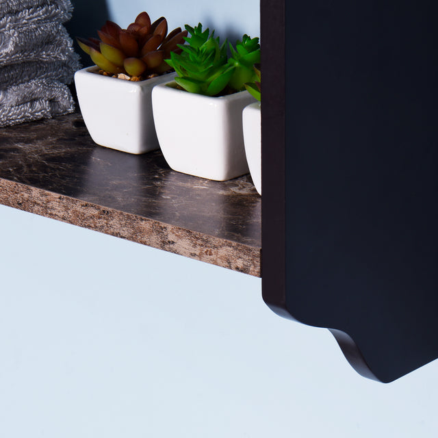 Espresso Bathroom Wall Cabinet with 2 Door Wooden Cabinet with 1 Shelf