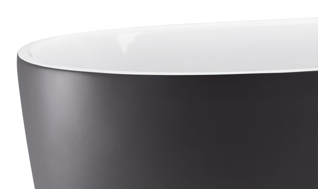 59" 100% Acrylic Freestanding Bathtub,Contemporary Soaking Tub,white inside and gray outside