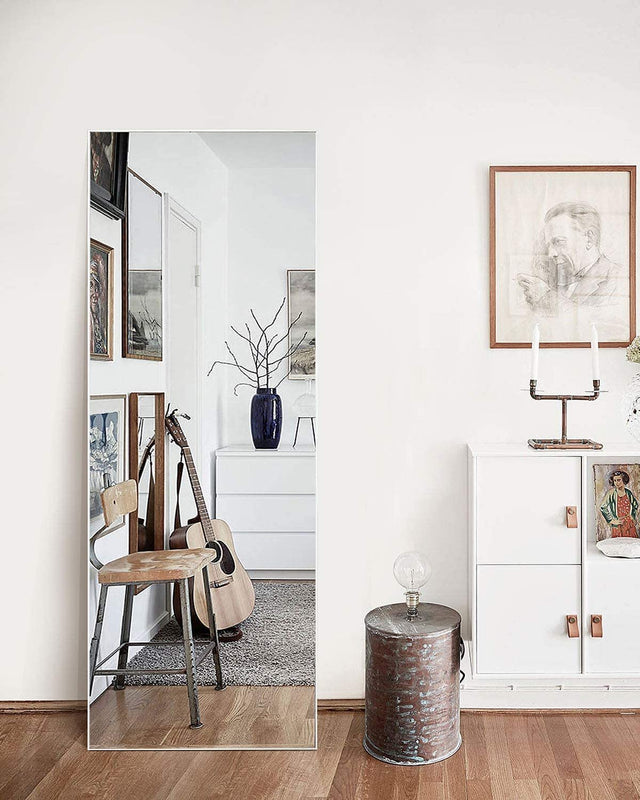 Silver 65 x 22 In Metal Stand full-length mirror