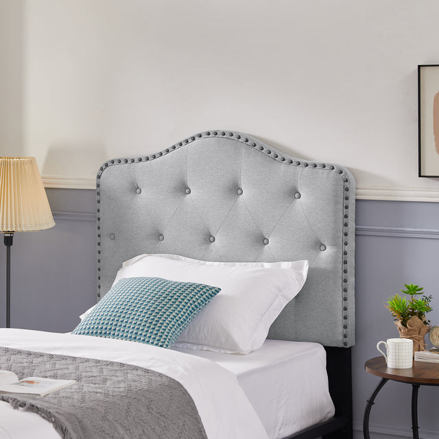 B113 Twin bed, Beautiful headboard with buttons Strong iron frame with high temperature paint