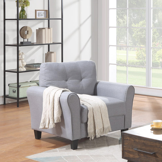 Modern Living Room Sofa Set Linen Upholstered Couch Furniture for Home or Office ,Light Grey-Blue,(1+2+3-Seat,Old Sku:SG000373AAA)