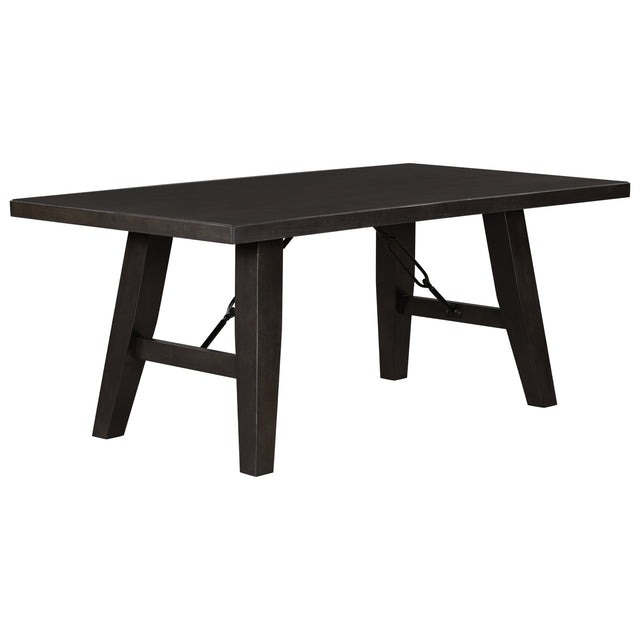 TREXM Industrial Style 72" Wooden Rectangular Table with Chain Bracket (Espresso)