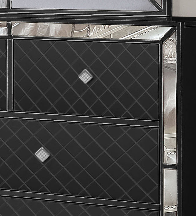 Madison Upholstery Chest Made with Solid Wood in Black Color