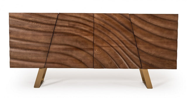 Modrest Finley Mid-Century Walnut & Gold Buffet