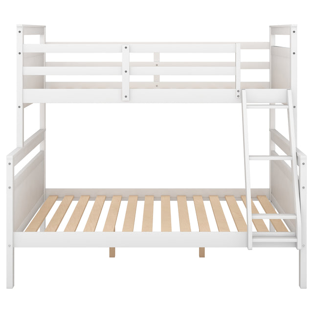 Twin over Full Bunk Bed with ladder, Safety Guardrail, Perfect for Bedroom, White