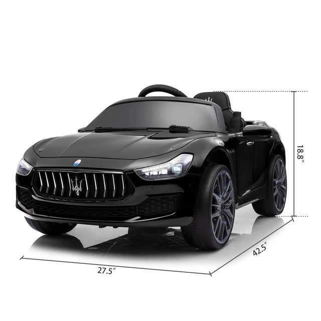 2V Kids Ride On Car, Electric Vehicle with Remote Control, MP3, USB, Music, Horn, LED Lights, Openable Doors, Black