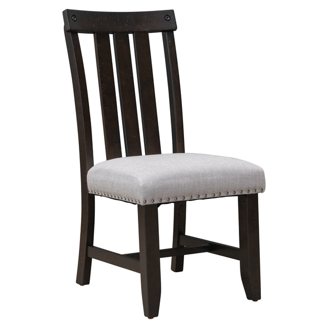 TREXM Set of 2 Fabric Upholstered Dining Chairs with Sliver Nails and Solid Wood Legs (Espresso)