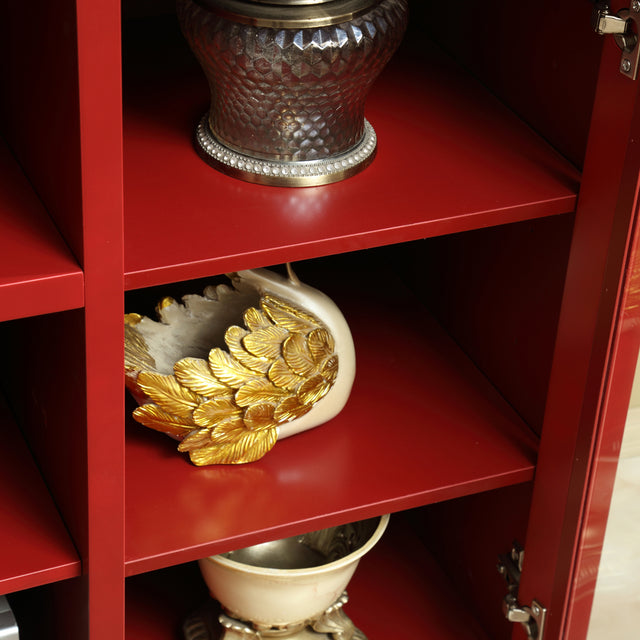 52"Wood TV Stand Console Red