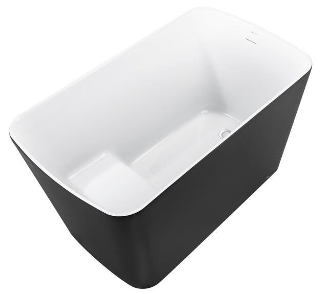 47" 100% Acrylic Freestanding Bathtub,Contemporary Soaking Tub,white inside black outside