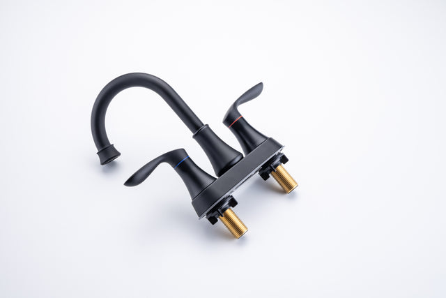 2-Handle Lavatory Faucet Brushed Nickel Bathroom Sink Faucet with Metal Pop-up Drain and Faucet Supply Lines