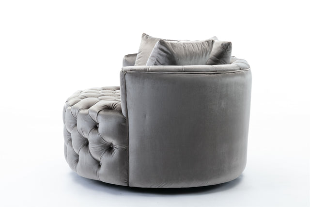 Coolmore Modern Akili swivel accent chair barrel chair for hotel living room / Modern leisure chair Silver Grey