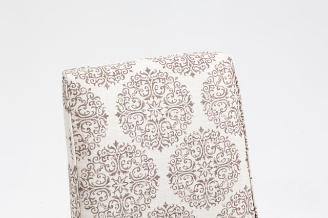 Cover Removable Interchangeable and Washable Coffee Medallion Fabric Upholstered Parsons Chair with Solid Wood Legs 2 PCS