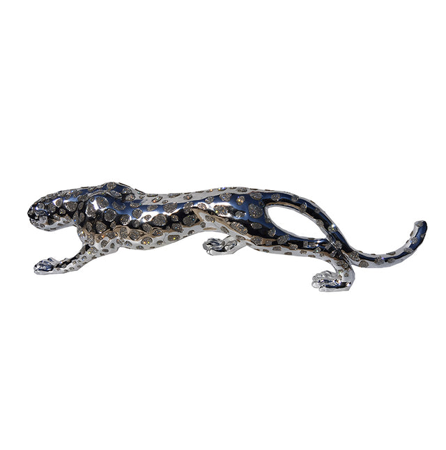 Ambrose Diamond Encrusted Chrome Plated Panther (29"L x 7"W x 8"H)
