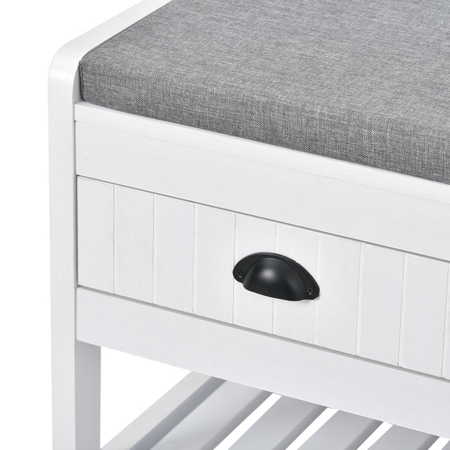 U-Can Hall Tree with 4 Hooks and Hinged Lid, Coat Hanger, Entryway Bench, Storage Bench, 3-in-1 Design, 69INCH, for Entrance, Hallway (White)