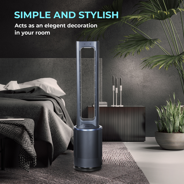 Simple Deluxe Sufficient Size Bladeless Fan, Standing Fan, Tower Fan, 12 Speeds Settings, 15Hour Timing Closure Bladeless Fan, Stylish And Modern Fan, Low Noise, 42 Inches, Blue