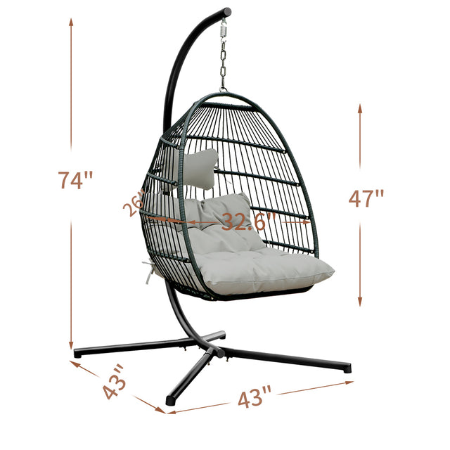 Patio Rattan Four Corners Single Hanging Egg Chair patio outdoor