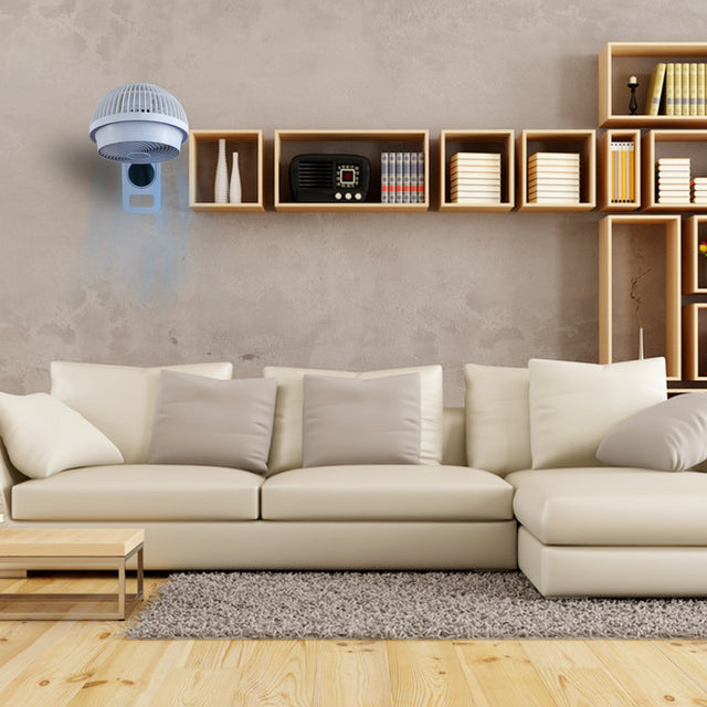 Simple Deluxe 7 inch Wall Mount Fan, 3 Speeds & 3 Modes, 15 Hours Timer, 60° Oscillating Circulating Fan, with Remote Control, Air Circulation Fan for Indoor Use, White