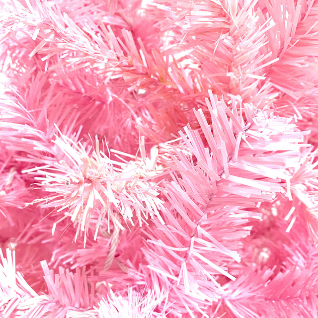 Pre-lit Artificial Christmas 2-Piece Set, Xmas Tree 5FT Pink Christmas Tree with 6 feet Garland X-mas