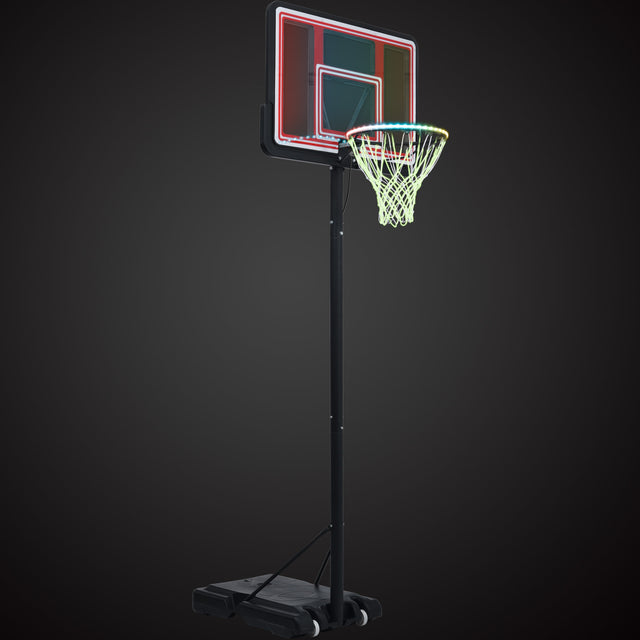 Portable Basketball Hoop Basketball System 4.76-10ft Height Adjustable for Youth Adults LED Basketball Hoop Lights, Colorful lights, Waterproof,Super Bright to Play at Night Outdoors,Good Gift for Kid