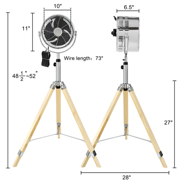Simple Deluxe Tripod Pedestal Fan, 3 Speed Adjustment, Multiple Wide Angle Standing Fan, Suitable for Bedroom, Living Room and Office, Silver-10 Inch, 10 Inch