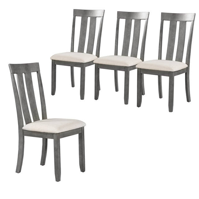 TREXM Set of 4 Dining Chairs Soft Fabric Dining Room Chairs with Seat Cushions and Curved Back (Gray)
