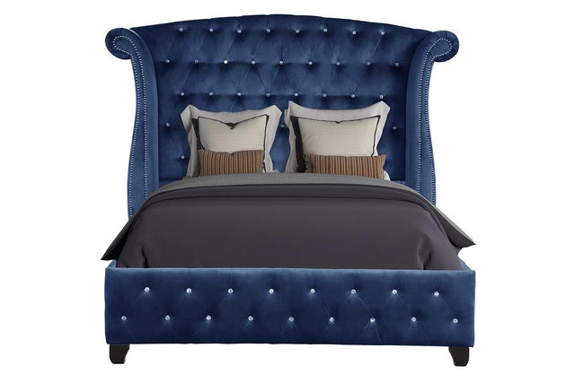 Sophia Full 4 Pc Bedroom Set In Color Blue Made With Wood