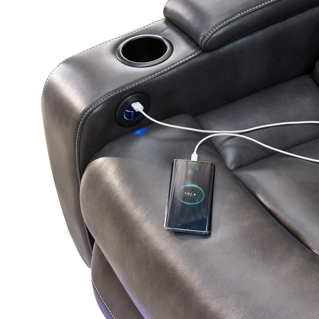 Power recliner with writing board, LED strip, drawers