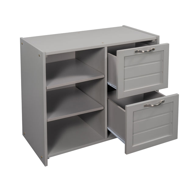 Low Twin Size Loft Bed with Cabinets, Shelves and Slide - Gray(OLD SKU :LP000503AAE)