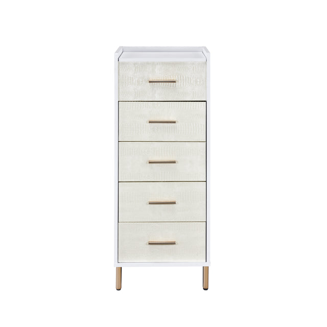 ACME Myles Jewelry Armoire, White, Champagne & Gold Finish AC01168