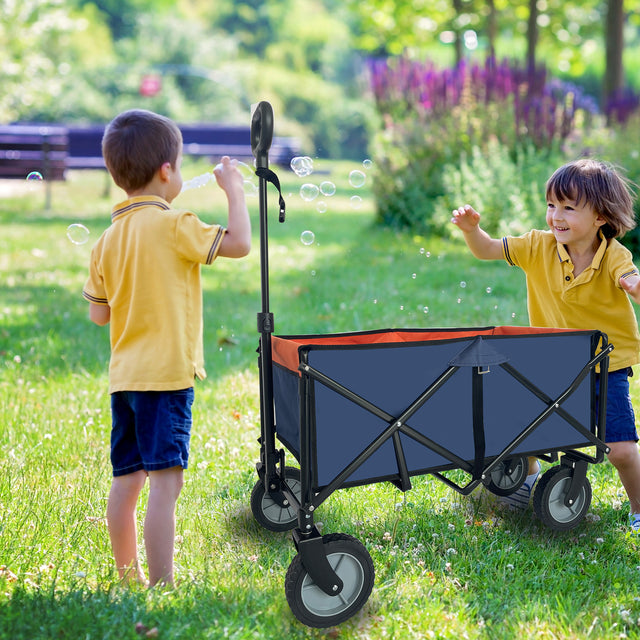 Collapsible Folding Wagon, Push Pull Foldable Beach Wagon Cart