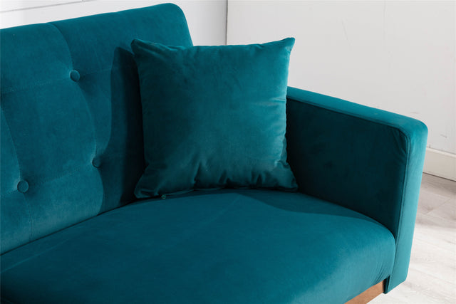 COOLMORE Velvet Sofa , Accent sofa .loveseat sofa with rose gold metal feet and Teal Velvet