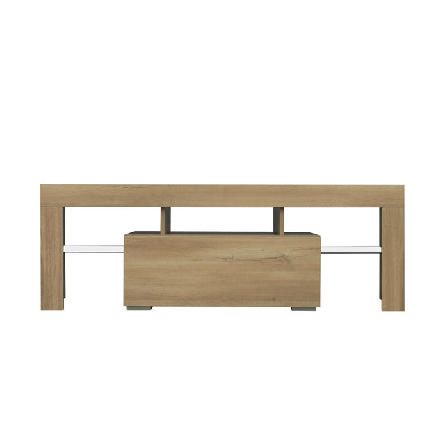 TV Stand with LED RGB Lights,Flat Screen TV Cabinet, Gaming Consoles - in Lounge Room, Living Room and Bedroom,Rustic oak