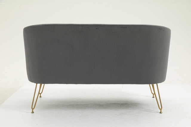 Twin Size Love seat Accent Sofa with Golden Metal Legs, Living Room Sofa with Tufted Backrest, 600 Pounds Weight Capacity