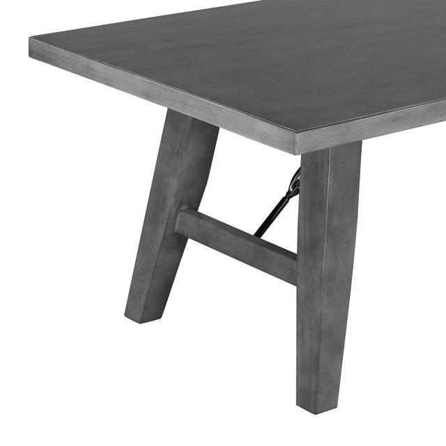 TREXM Industrial Style 72" Wooden Rectangular Table with Chain Bracket (Gray)