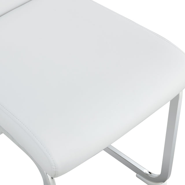 Modern Dining Chairs, PU Faux Leather High Back Upholstered Side Chair,for Dining Room Kitchen Vanity Patio Club Guest Office Chair (Set of 4) (White+PU Leather)