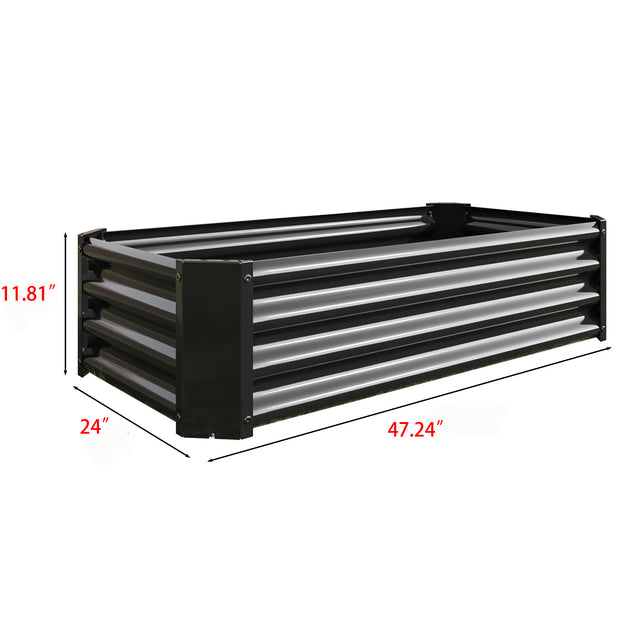 Metal Raised Garden Bed, Rectangle Raised Planter 4×2×1ft for Flowers Plants, Vegetables Herb Veezyo Black