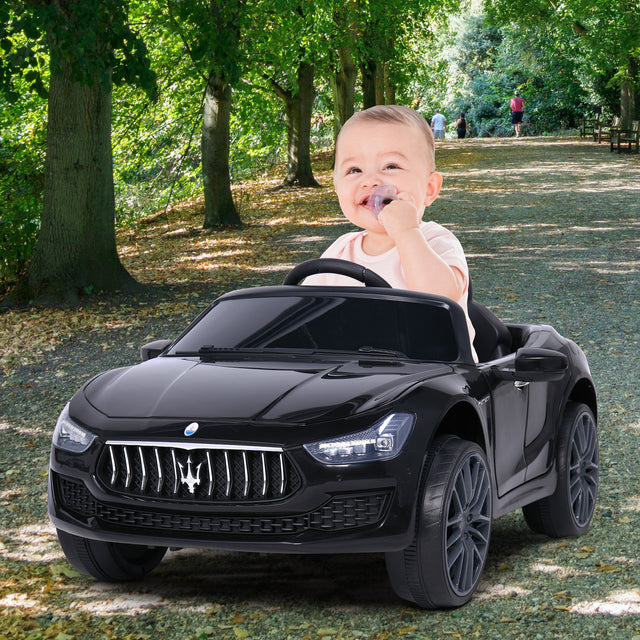 2V Kids Ride On Car, Electric Vehicle with Remote Control, MP3, USB, Music, Horn, LED Lights, Openable Doors, Black