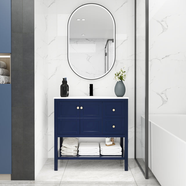 Bathroom Vanity With Soft Close Drawers and Gel Basin,36x18(BVB01236NB)